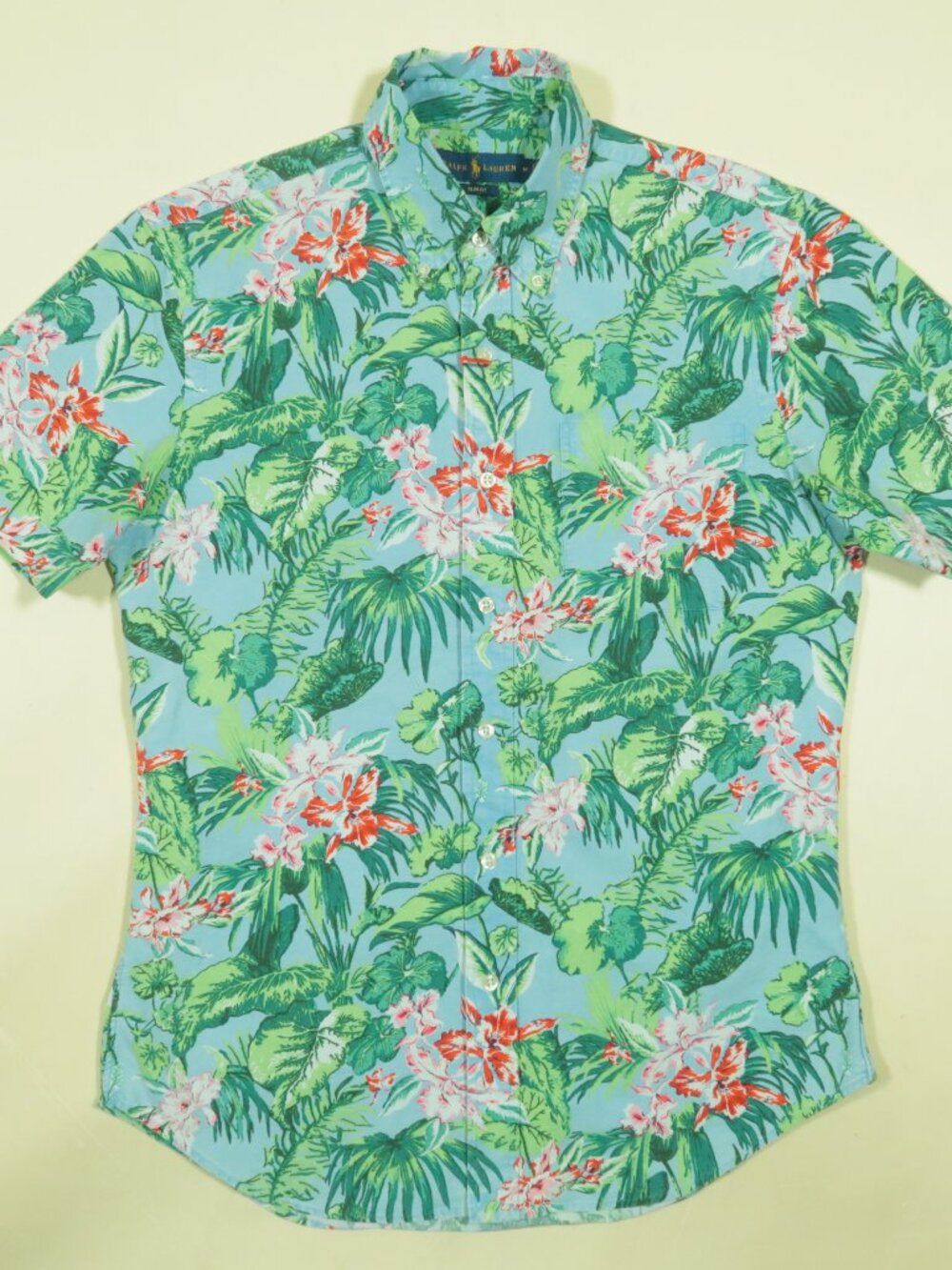 Polo Ralph Lauren Hawaiian Oxford Shirt Mens M Slim Fit Tropical Floral Print - Picture 2 of 5